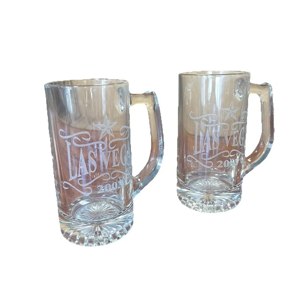 Las Vegas Etched Glass‎ Beer Mugs 5.5